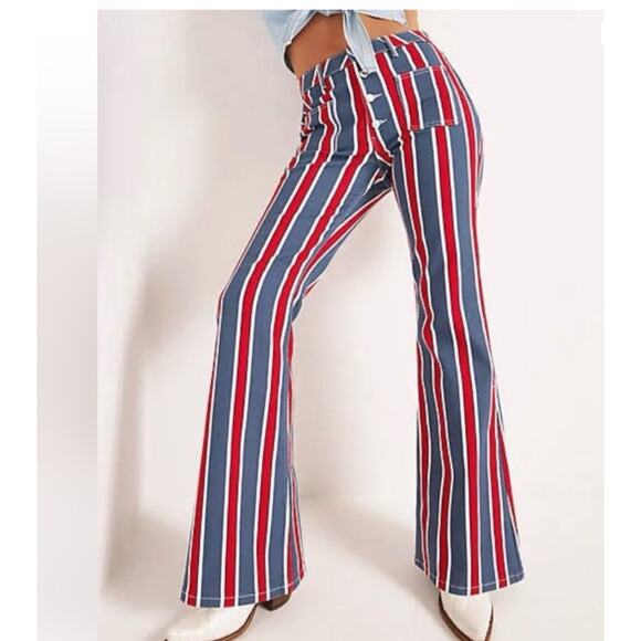NWT Wrangler size 12 striped High Rise Fierce Flare jeans - Picture 1 of 4